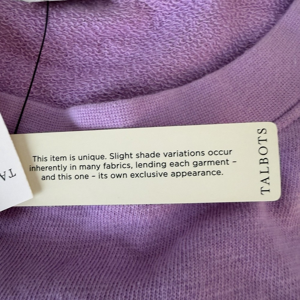 Talbots Tie-Dye Women's Sweatshirt Plus 2X Purple White Summer Cozy Pastel NEW - Picture 5 of 12